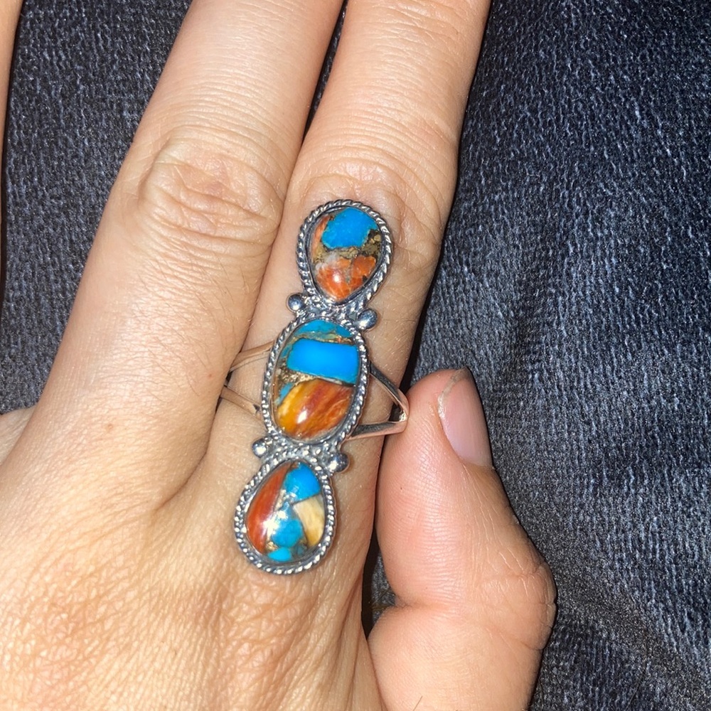 Santa Fe Turquoise Sterling Silver Ring - Picture 1 of 6